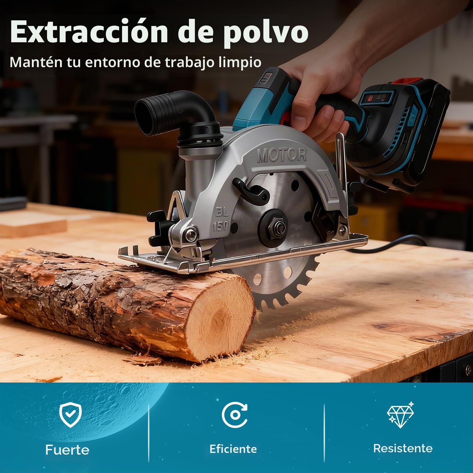 Mini Sierra Circular Inalámbrica sin Escobillas 18V, 7000 RPM Sierra de Mano Compatible con Batería Makita, Corte Biselado 0-45°, Profundidad Ajustable para Madera y Plástico (Sin Batería)