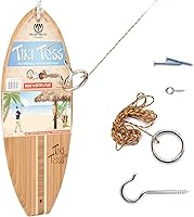 Vista 5 de Tiki Toss Ring Toss Game for Adults - Hook and Ring Games with String and Hooks for Indoor/Outdoor Use, Man Cave Decor & Stuff, Gifts for