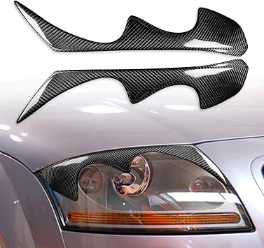 Real Carbon Fiber Front Headlight Eyelid Eyebrow Decoration Cover Trim Compatible with Audi TT MK1 1998-2006