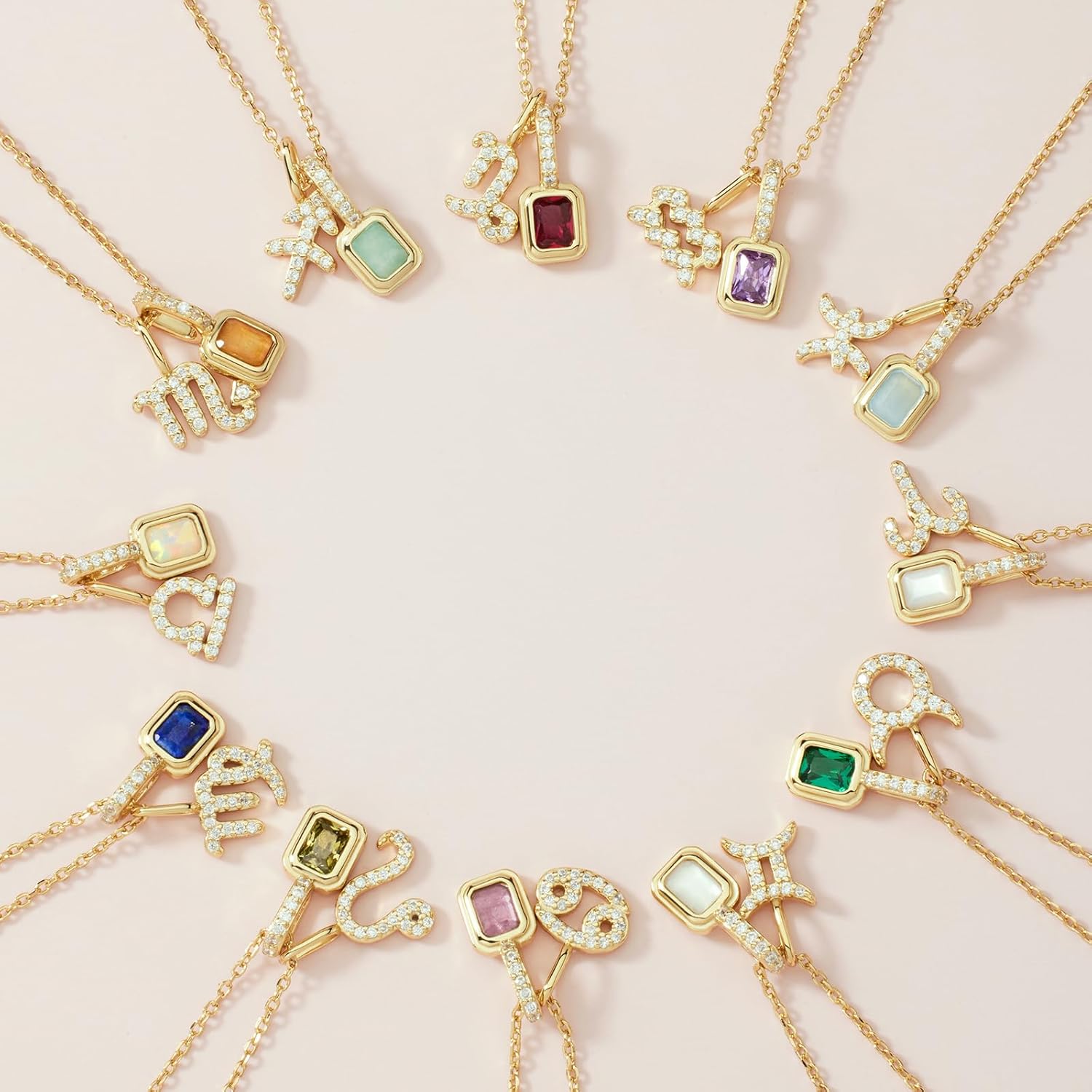 Natural Gemstone Brithstone Zodiac Necklaces for Women,S925 Sterling Silver Necklace,14K Gold Plated,Anniversary, Valentine's Day,Birthday Gifts for Wife, Girlfriend,Mom,Mother,Charm Fashion Necklace,Jewelry - Image 2