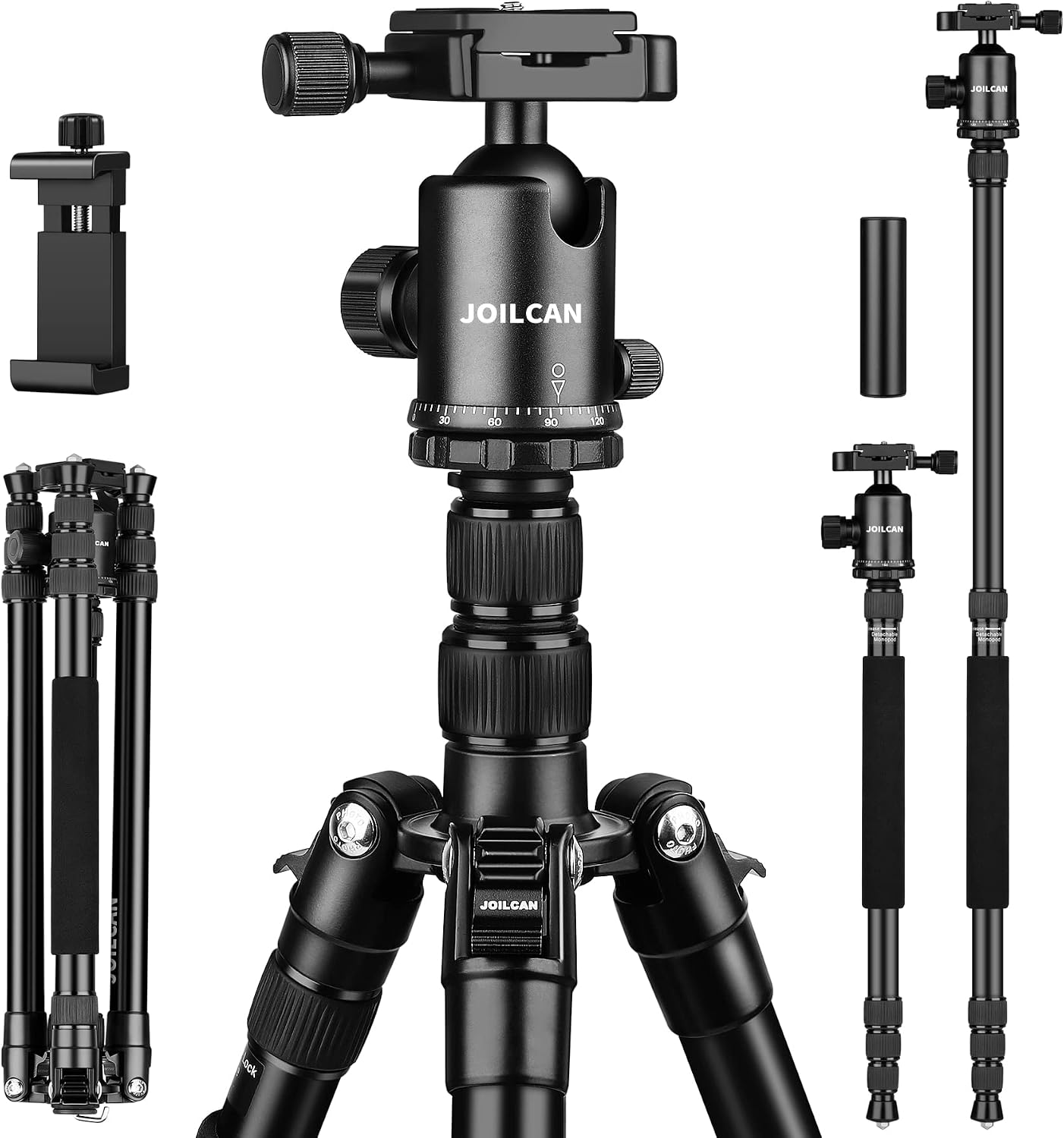 Camera Tripod, 80/84 inches Heavy Duty Tripod for Camera and Phone, 82" Camera Monopod Tripod, DSLR Binoculars Spotting Scope Camcorders Video Tripod Stand, 360 Degree Ball Head, 35 lbs Loads