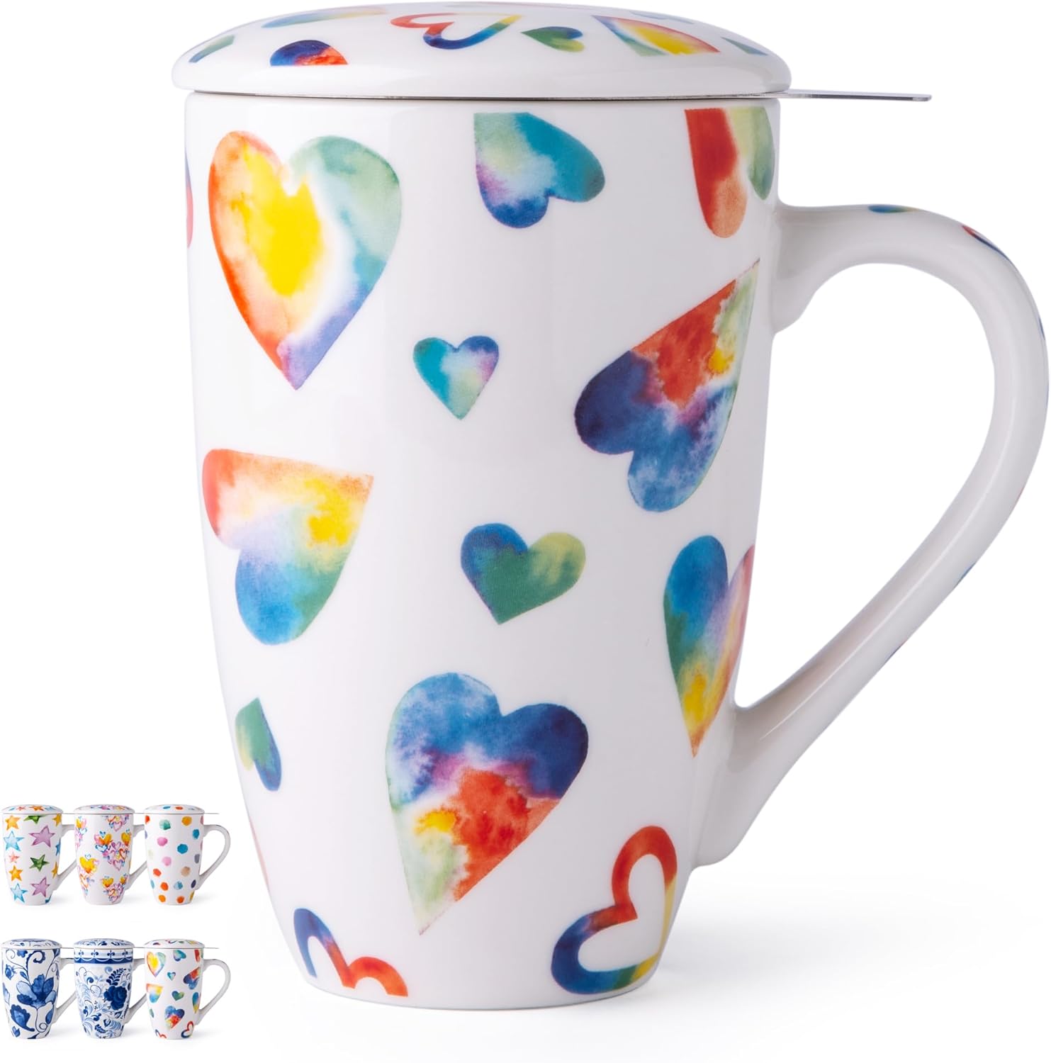 Tea Mug with Infuser and Lid, 18 Ounce Large Ceramic Loose Leaf Tea Cup, Microwave, Dishwasher Safe Tea Steeping Mug, Pefect Gift For Tea Lover.