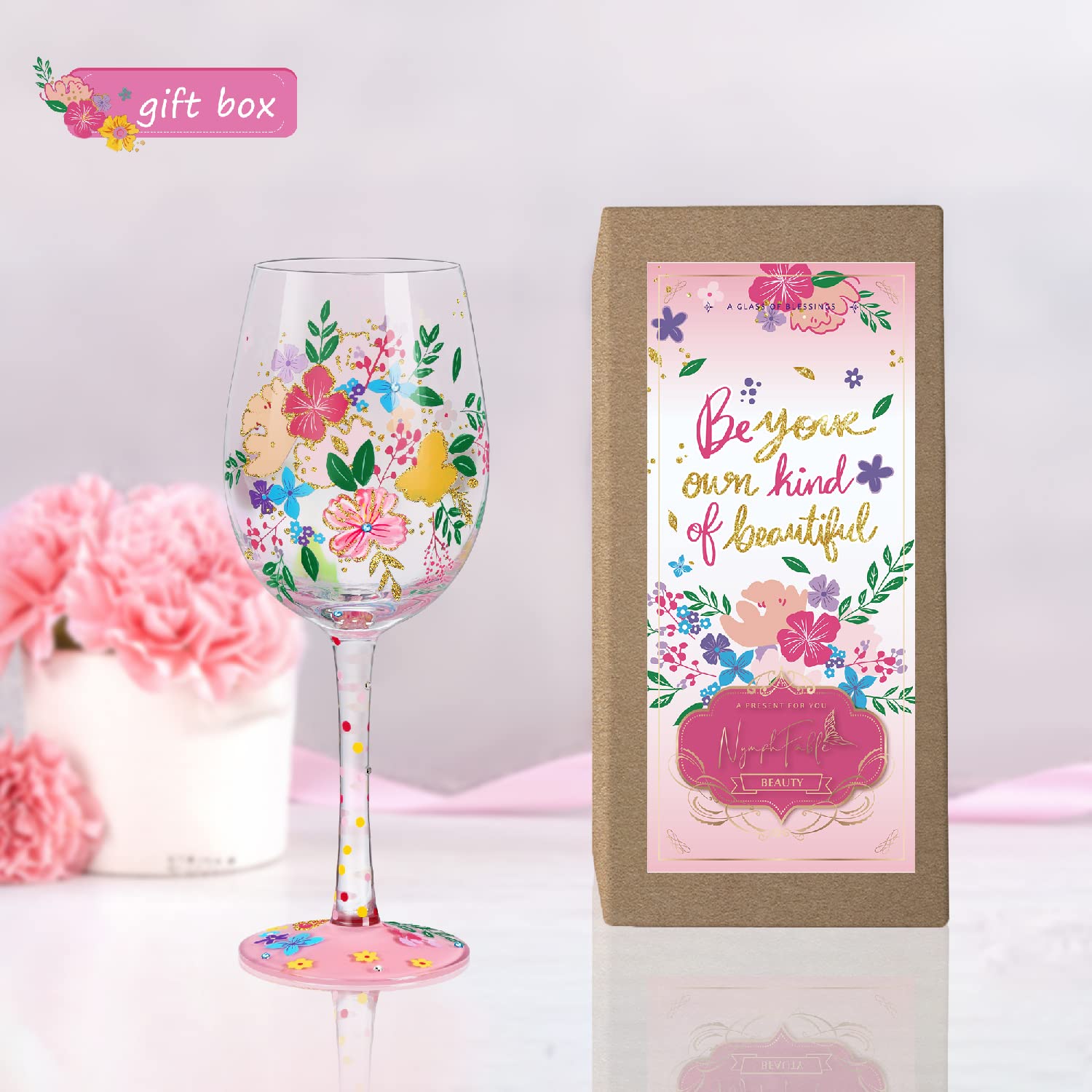 Hand Painted Wildflower Wine Glasses - Personalized Gift -6 Hand Painted Wildflower Wine Glasses - Personalized Gift -6