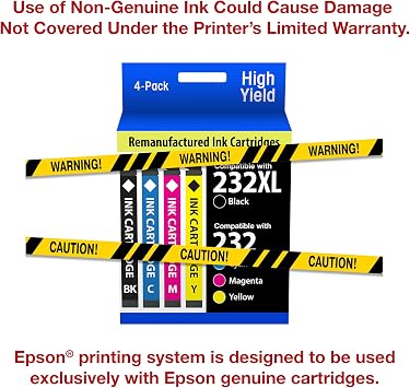 EPSON 232 Claria Ink High Capacity Black & Standard Color Cartridge Combo Pack (T232XL-BCS) Works with WorkForce WF-2930 ,2950 and Expression XP-4200, 4205