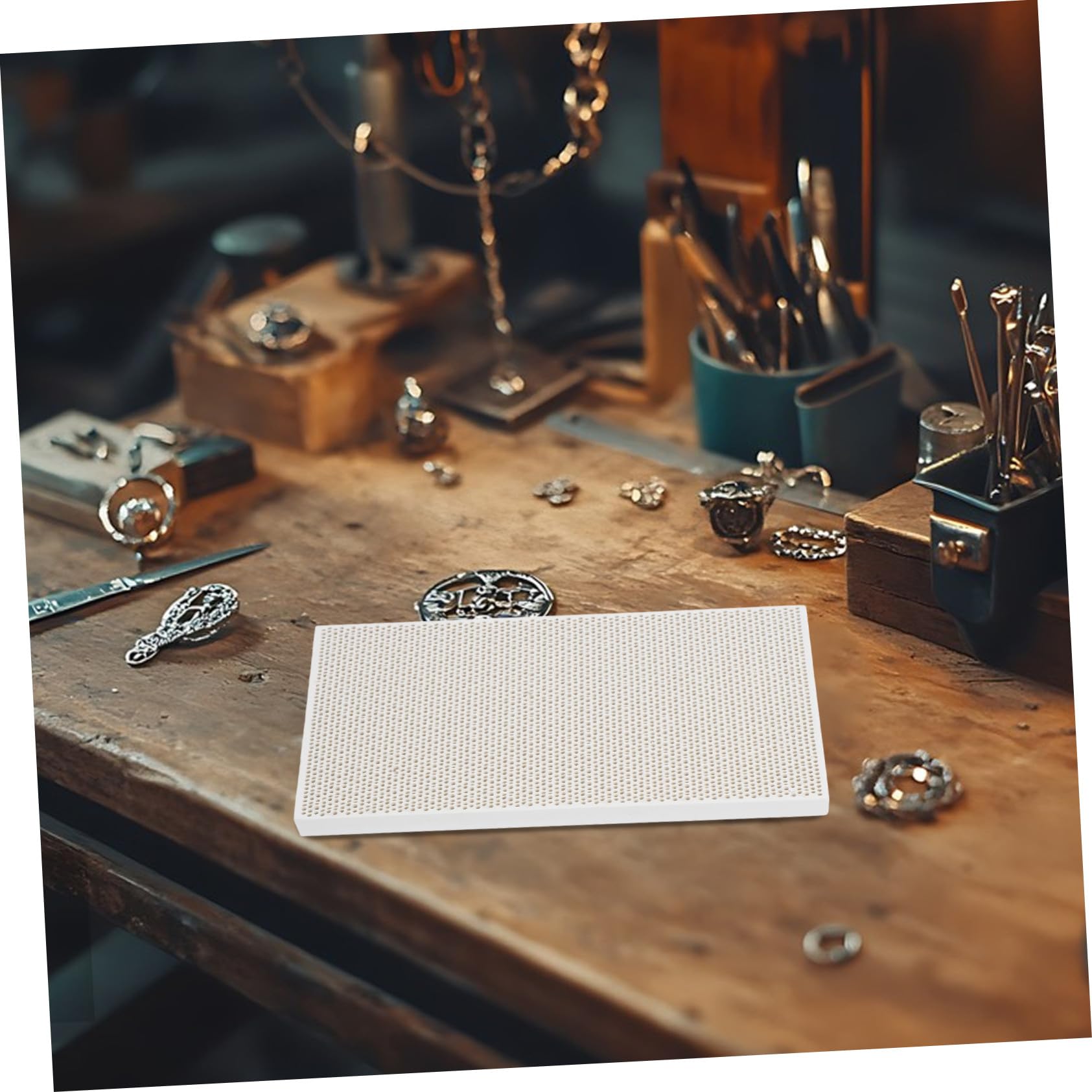 Placa de Soldadura para Joyería DIY de Panal 2 Piezas de Cuarzo | Color Plata, para Fabricación y Reparación de Joyas Metálicas, Formato Nido de Abeja