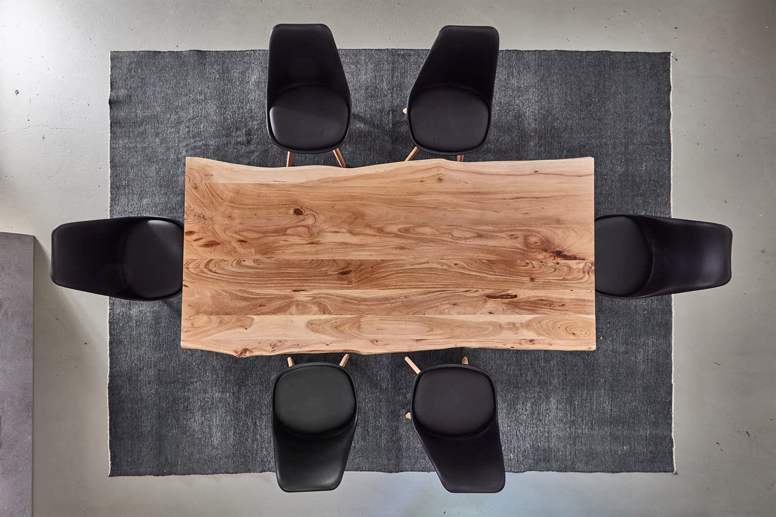 SAM Esstisch Salerno 180x90 cm Akazie Natur Baumkante Spider schwarz