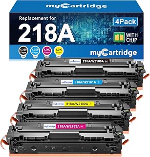 218A Toner Cartridges 4 Pack for HP 218A 218X 3301fdw 3301sdw 3201dw 3301 | Compatible for HP Color LaserJet Pro MFP 3301fdw 3301sdw 3301cdw 3201dw Printer Ink W2180A W2180X High Yield with Chip (BCMY)