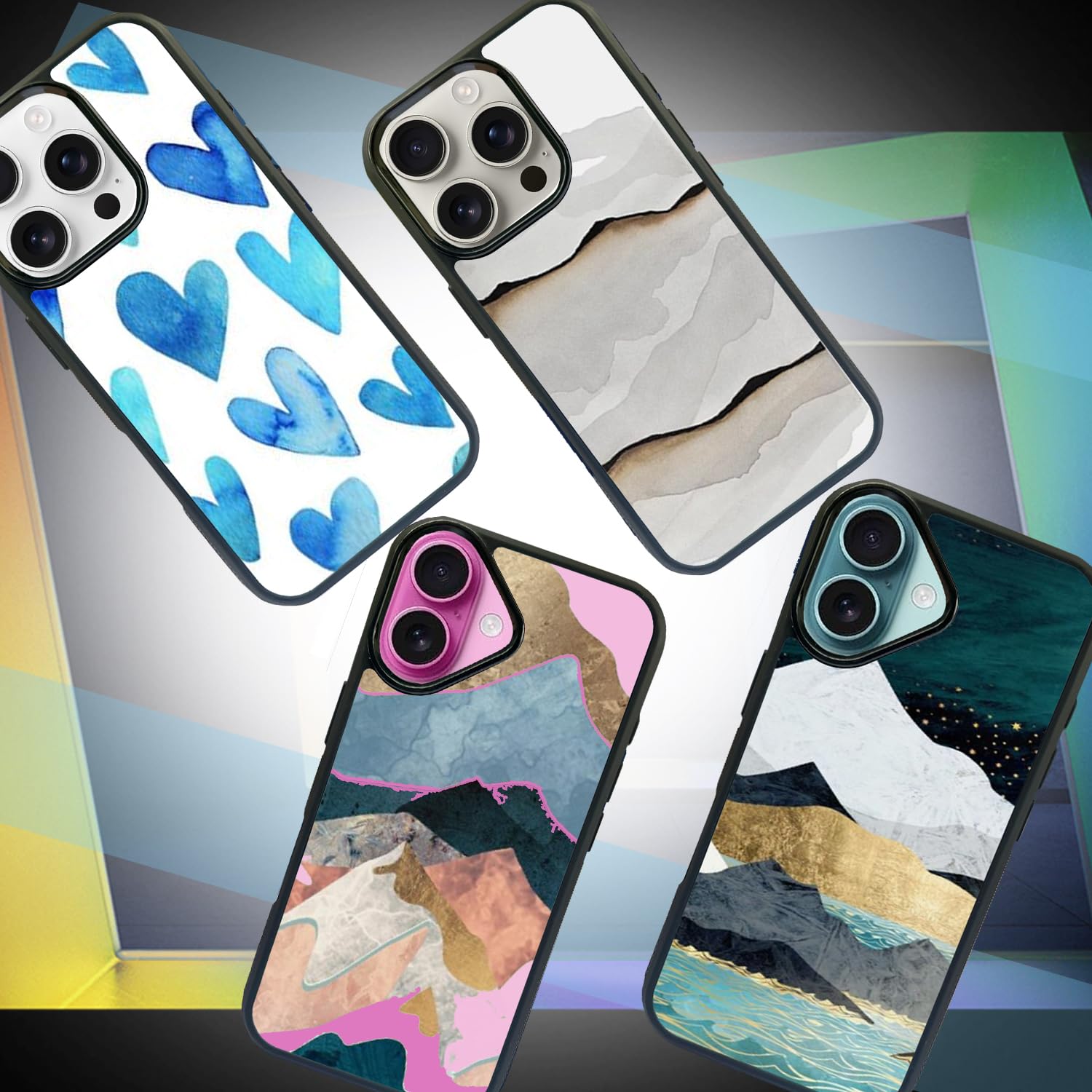 JUSTRY 10 x Sublimationsdruck-Blanko-Handyhüllen, bedruckbar, entworfen für iPhone 16, 15,5 cm (6,1 Zoll), weiche Gummi-Hülle + Aluminiumeinsatz, individuell bedruckbar, rutschfest, stoßfest, Schwarz