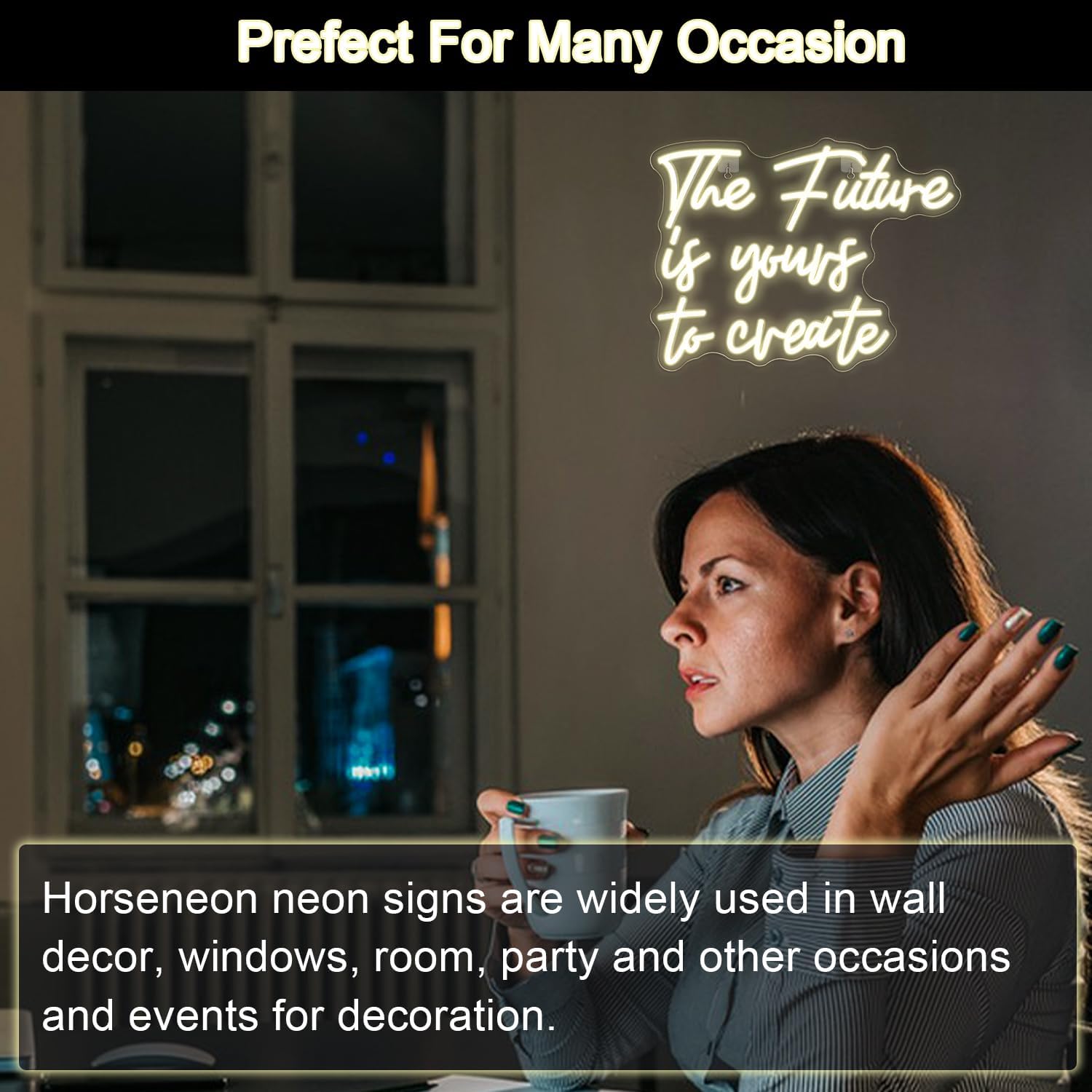 Horseneon The Future is Yours to Create Neon Led Sign, Letters Neon Signs for Wall Decor, Warm White Classroom Neon Light Sign with USB Powered for Classroom Bedroom, Windows, Living Room, Office, Children's Room - Image 5