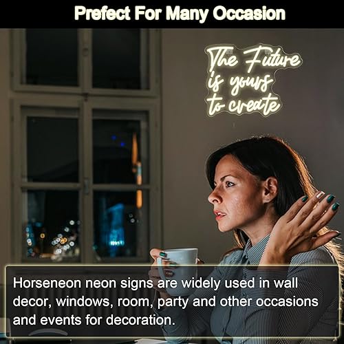 Miniatura 5 de Letrero LED de neón con texto en inglés "The Future is Yours to Create", letras de neón para decoración de pared, letrero de luz de neón blanco