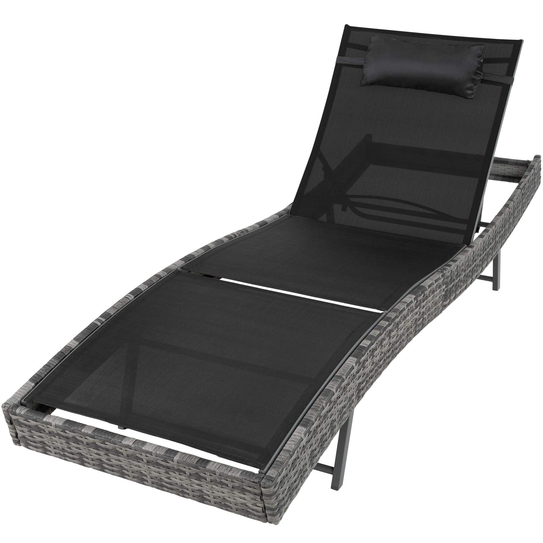 Buy TecTake Rattan day bed sun canopy lounger recliner garden furniture