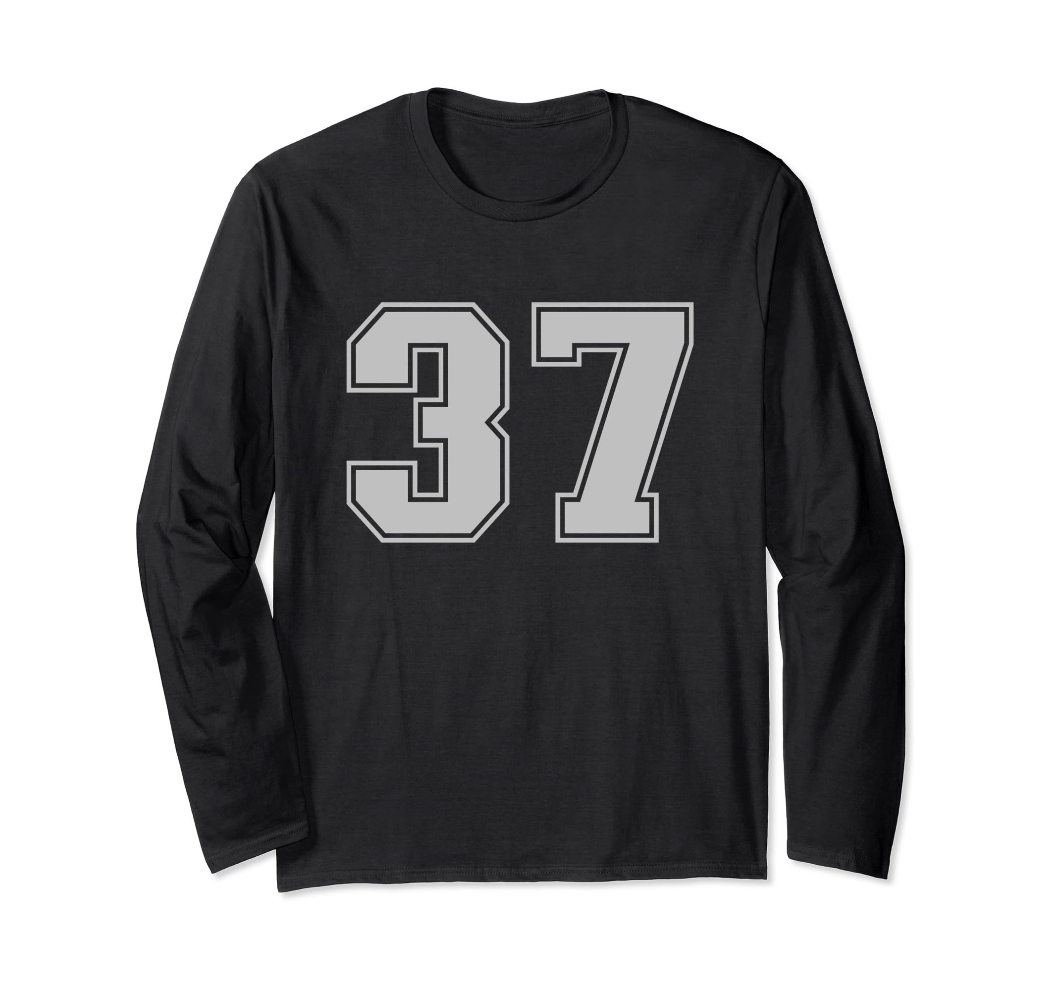 Sports LegendzNumber #37 Silver Sports Fan Jersey Number Long Sleeve T-Shirt