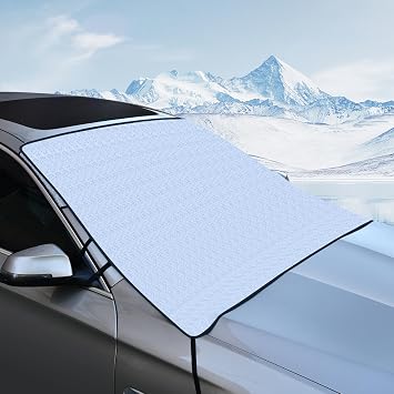 Tecoom Windshield Cover for Ice and Snow, 4 Layers Portable Winter Frost Guard, Windproof Front Window Protector Exterior Covers Universal for Car SUV Van All Weather, Auto Accessories, 68.5" x 47"