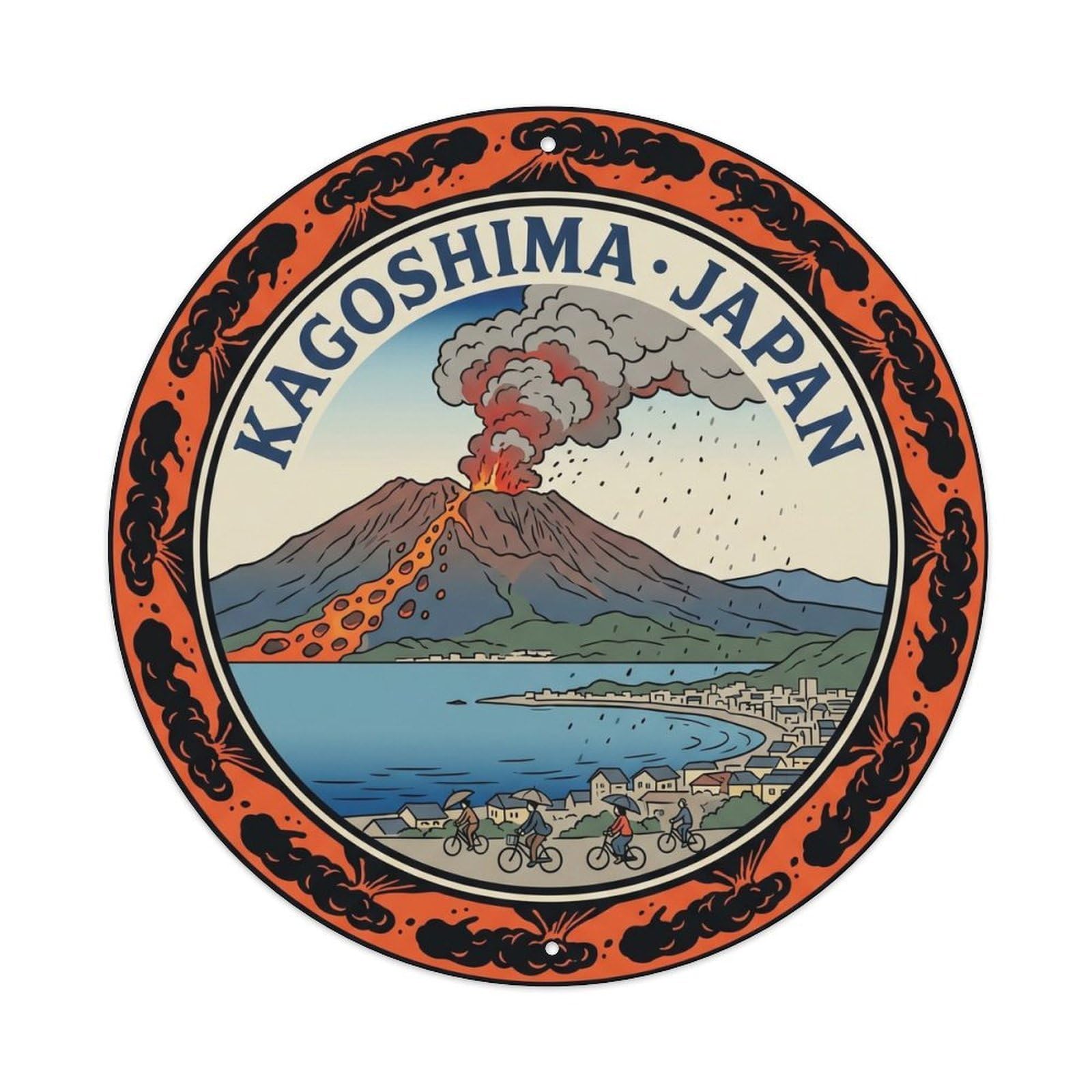 Sakurajima Volcano Eruption Mountain Travel Island Metal Tin Sign