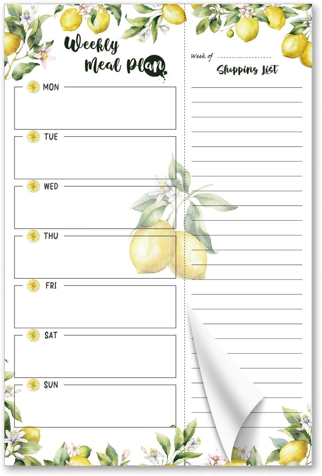 Lemons 6"x9" Weekly Meal Planner Magnetic Notepad for Fridge with 50 Tear-Off 80g Sheets Shopping Grocery List,Hanging Food Menu Planning Organizer (Lemons Weekly Meal Planner)