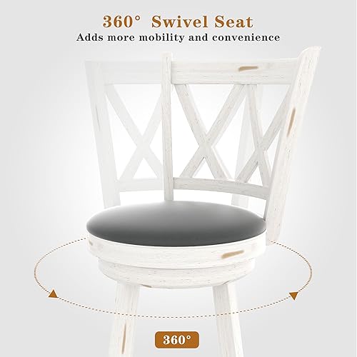 Miniatura 4 de Betterhood Taburetes de bar giratorios de 24 pulgadas de altura de mostrador, taburetes giratorios de respaldo alto con asiento tapizado y