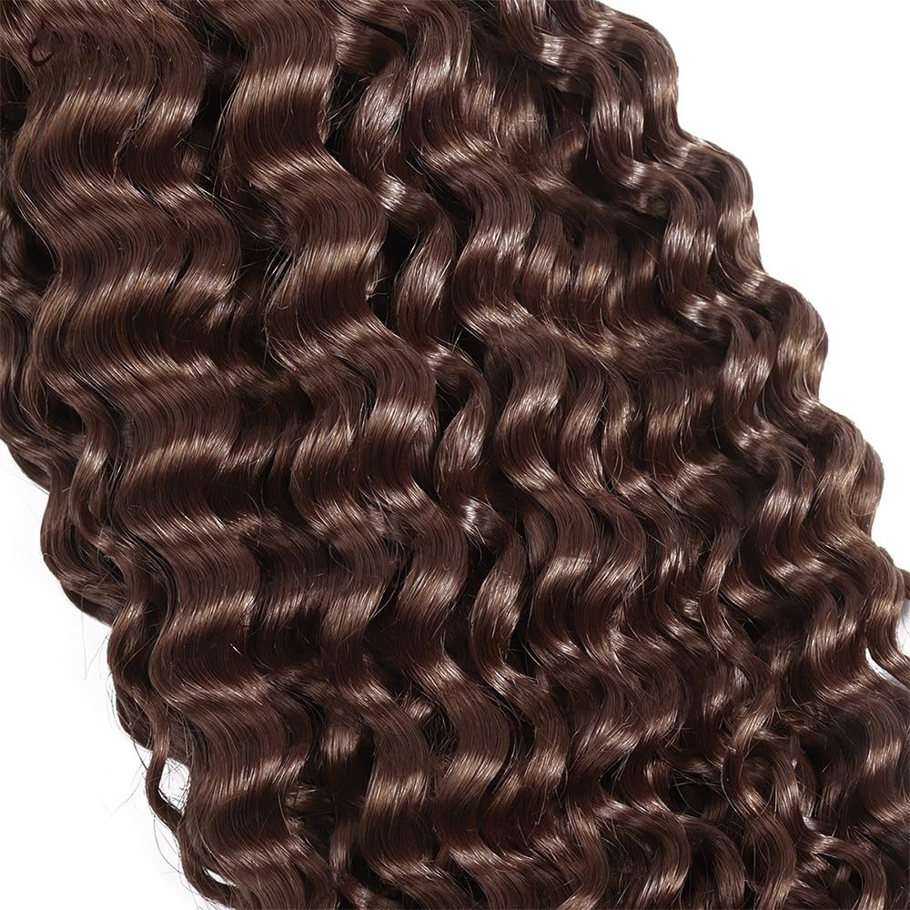 Splatanie włosów Czekoladowobrązowe włosy ludzkie do warkoczyków boho #4 Głębokie fale Masowe brazylijskie włosy Remy Bez osnowy Kobieta(14inches)