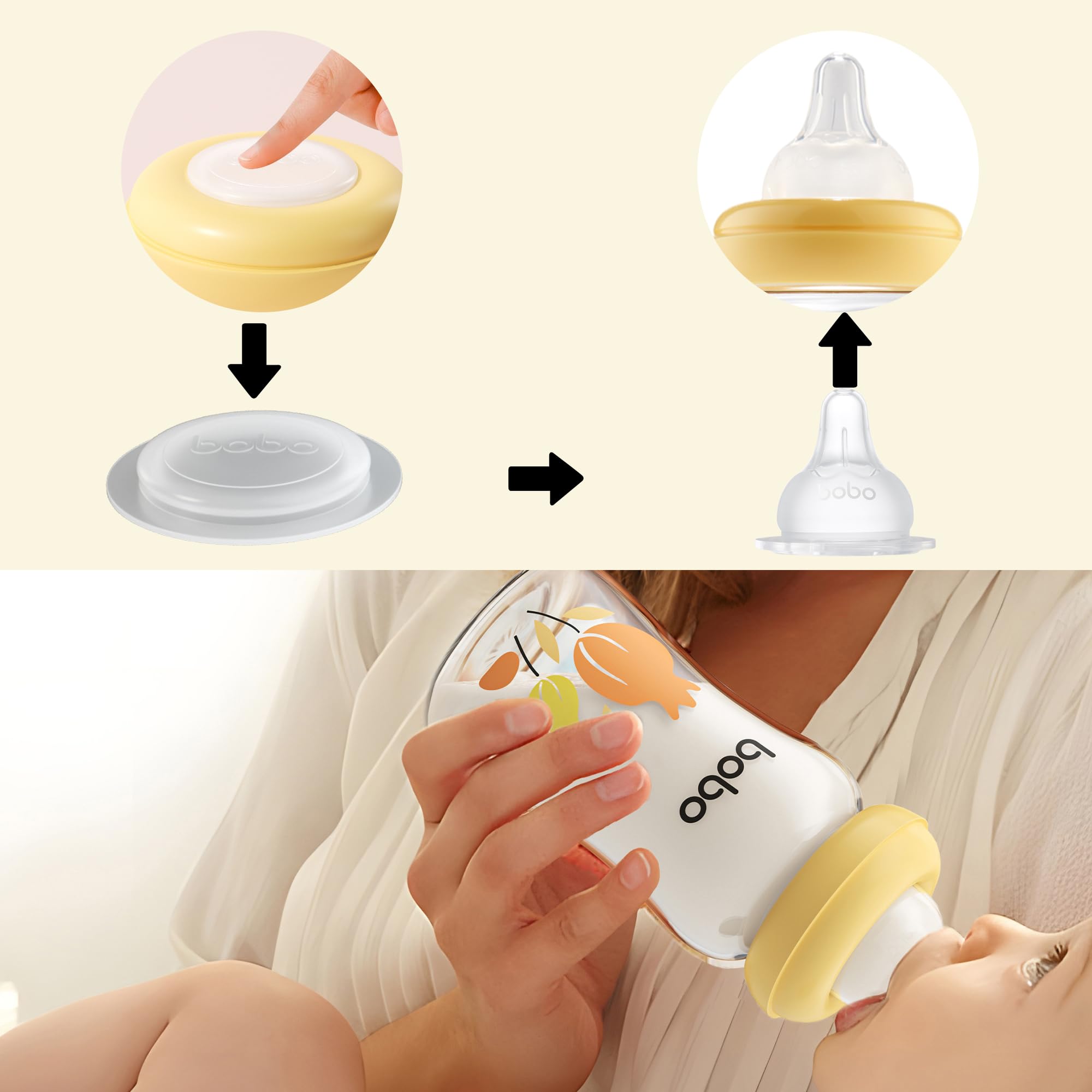 YOHKOH Botellas de cristal premium para leche materna, 4 x 160 ml, para almacenamiento seguro de leche materna, apto para lavavajillas, congelador y microondas (4 unidades, 160 ml), color amarillo