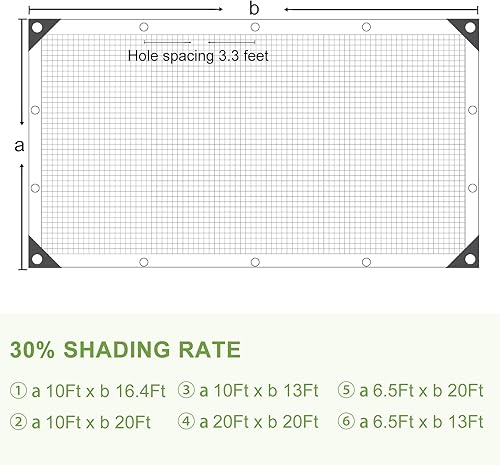 Miniatura 2 de 30% tela de sombra de malla para jardín con ojales, cubierta para pérgola, plantas de patio, invernadero, gallinero, exterior (10 pies x 16.4 pies)