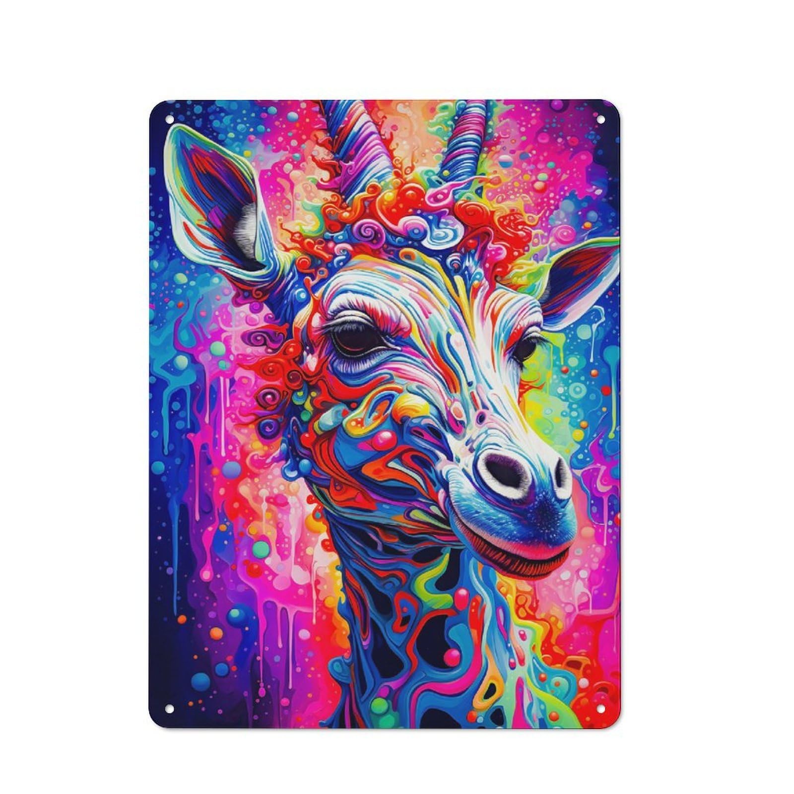 Junmoney Giraffe Old Fashioned Retro Metal Sign 40X30cm Featuring Vintage Wall Decor For Kitchen, Hallway, Bar Or Small Cafe