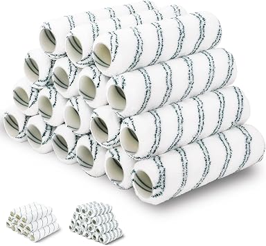 18 Pack 9" x 1/2" Nap Microfiber Paint Roller Covers Non-Shedding | Standard 1.5" Core, Medium Naps for 9 Inch Roller Frame, Smooth Even Finish for All Paints & Stains, House Painting Supplies