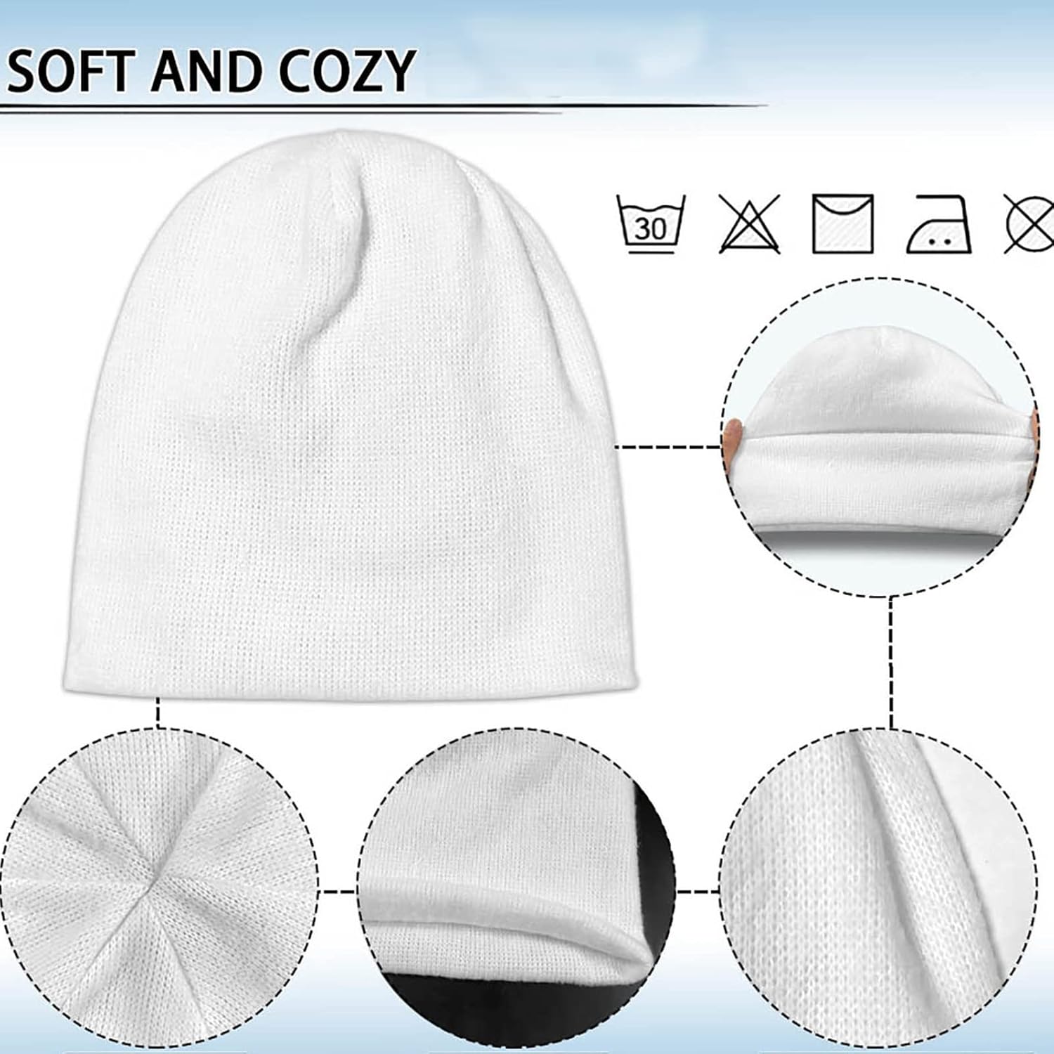 Unisex Graphic Beanie Hats for Men Women Buffalo Plaid Winter Hat Soft Warm Cuffed Skull Cap - Image 6