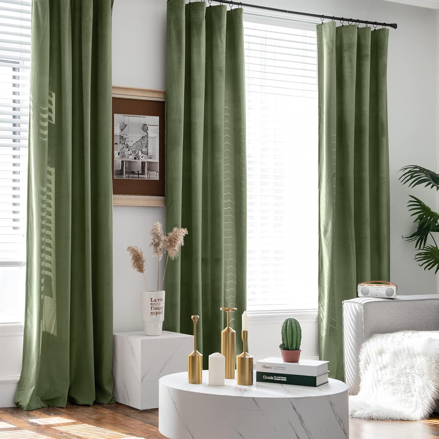 Amazon.com: COLLACT Velvet Curtains 108 Inches Long 2 Panels Set Room ...