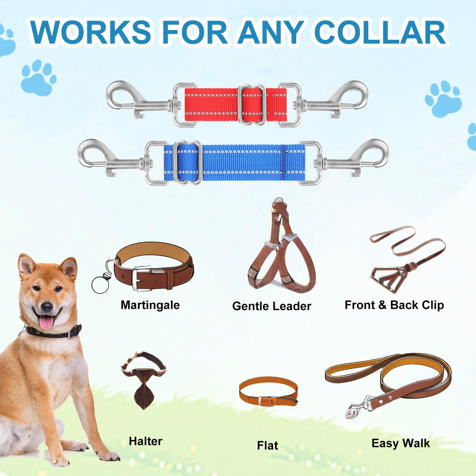 2er Set Hundehalsband Clips & Geschirre - Verstellbare Nylon Halsbänder Für Welpen