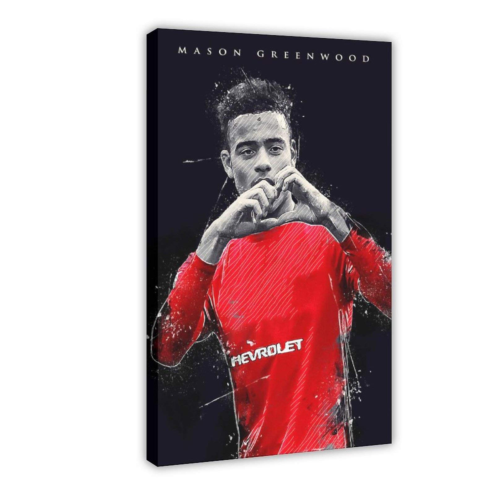 YINGXI Mason Greenwood Poster Football Soccer 1 Canvas Wall Bedroom Decor Picture Sports Landscape Offices Room Decor Gift Frame:20×30inch(50×75cm)