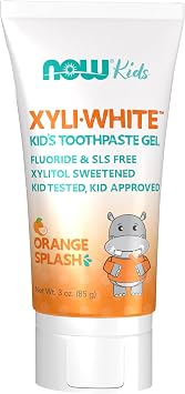 NOW Foods Solutions, XyliwhiteTM Toothpaste Gel for Kids, Orange Splash Flavor, Kid Approved! 3-Ounce, packaging may vary