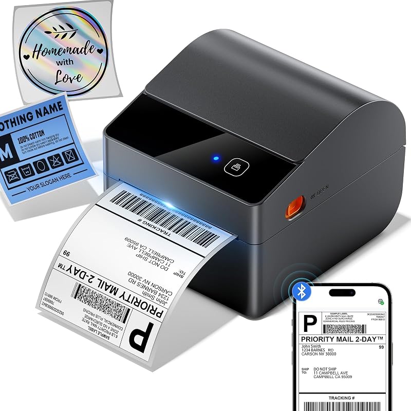 ASprink Bluetooth Shipping Label Printerwith Built-in Paper Bin | Thermal Label Printer 4x6 for Small Business & Shipping Packages, Thermal Printers Compatible with Amazon, Tiktok, USPS