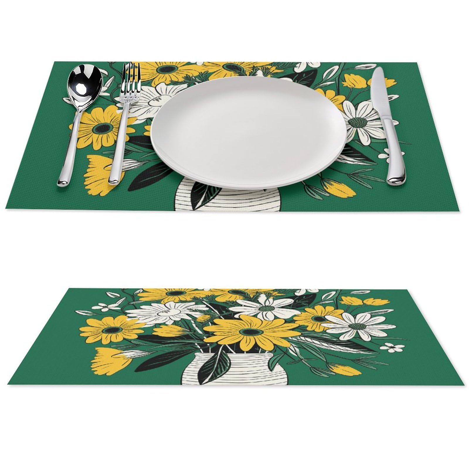 Set de table antidérapant qui protège de la chaleur, lot de 6 bouquets en PVC pour table à manger