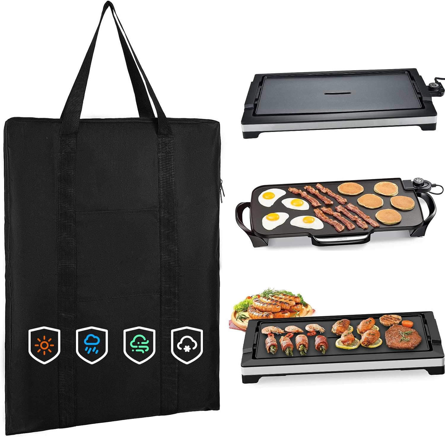 Waterproof Griddle Storage Bag for Amazon sale, black durable cover for outdoor and indoor use, 26x1