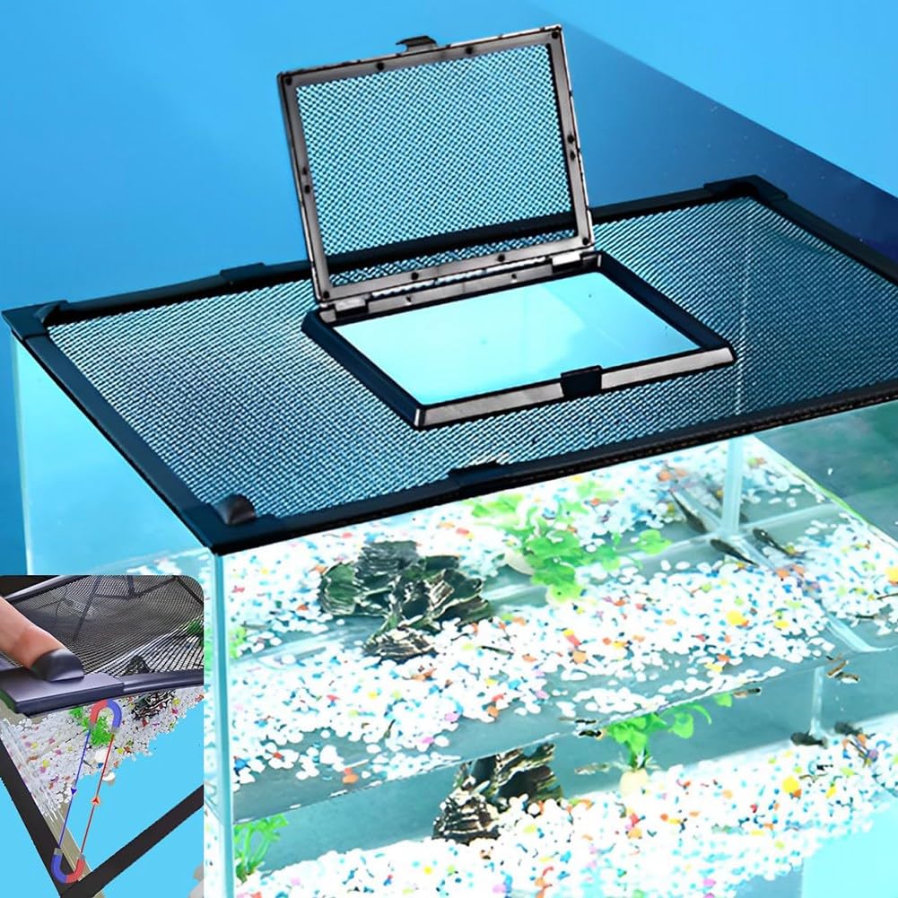 Couvercle magnétique pour aquarium à monter soi-même, couvercle anti-saut en maille pour protéger les poissons qui sautent hors du bronzage