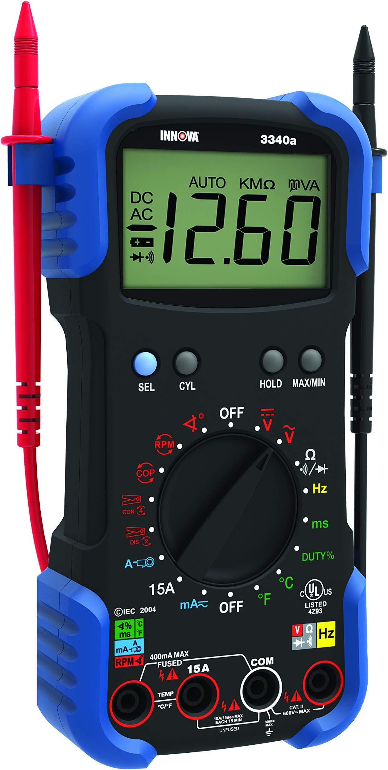 3340 Professional Automotive Digital Multimeter, Black