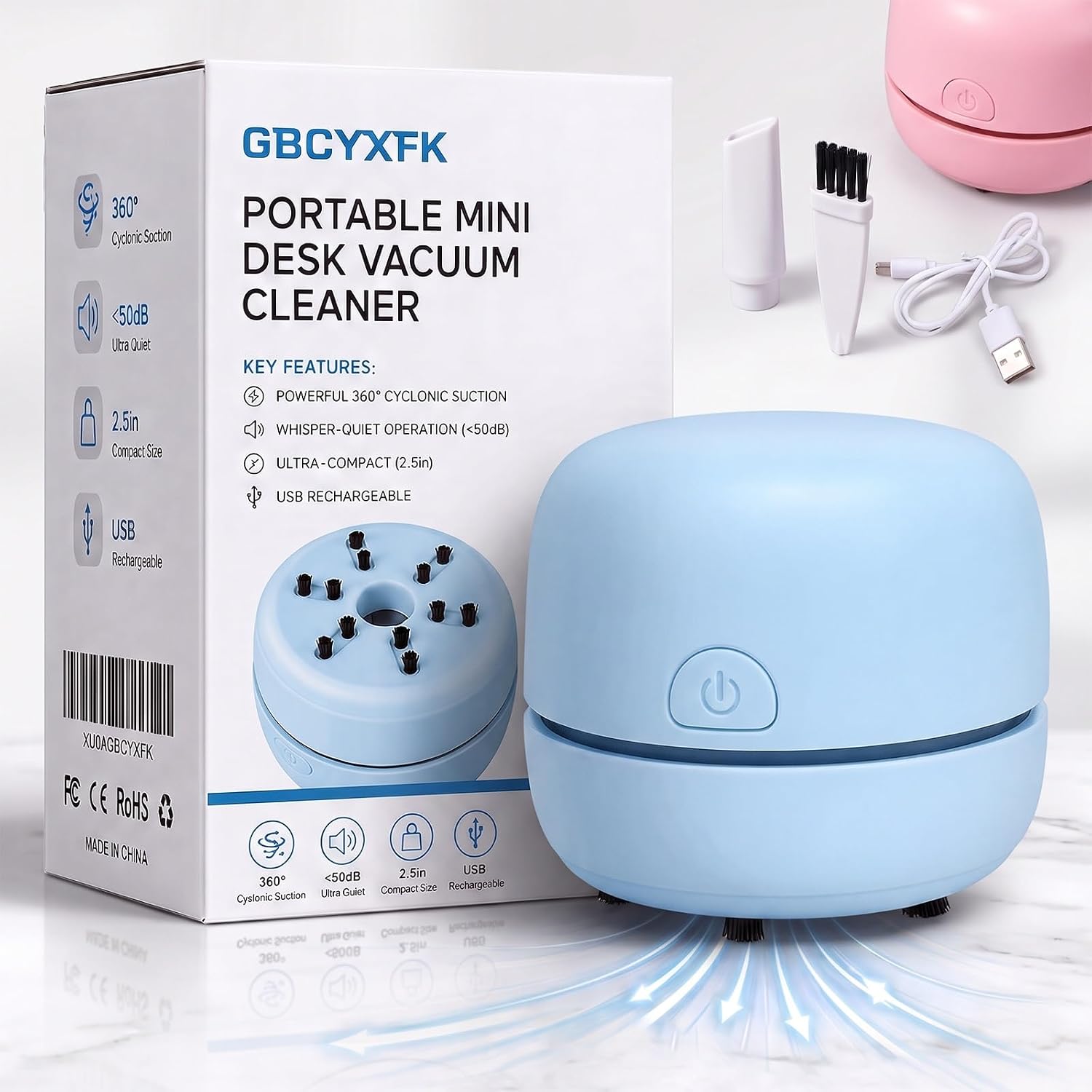 Portable Mini Desk Vacuum Cleaner Cordless Keyboard Dust Crumb Sweeper