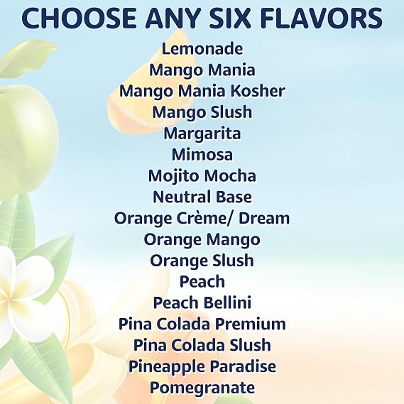 Coolbreeze Beverages Frozen Slushy Flavor Syrups Pick Six Mix & Match / 50+ Flavors Frozen Drink Machine Mix, Smoothie Blends, Granita Slush, Snowcone Flavor Syrups - Pick 6 Bottles