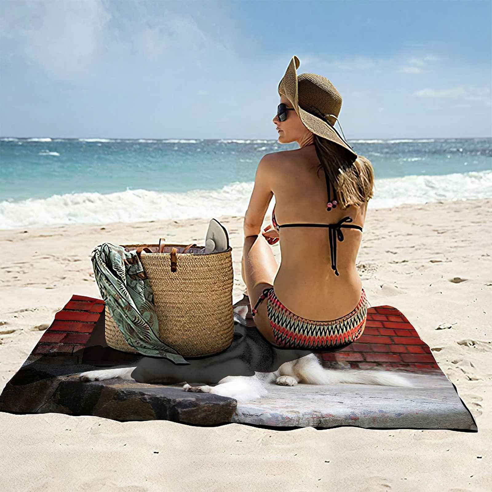 Toalla De Playa 150x200cm Microfibra Perro Toallas De Playa 3D Manta De Playa,Secado Rápido,Absorbente,Toalla Deportiva para Adultos Toalla De Natación Bonito Regalo