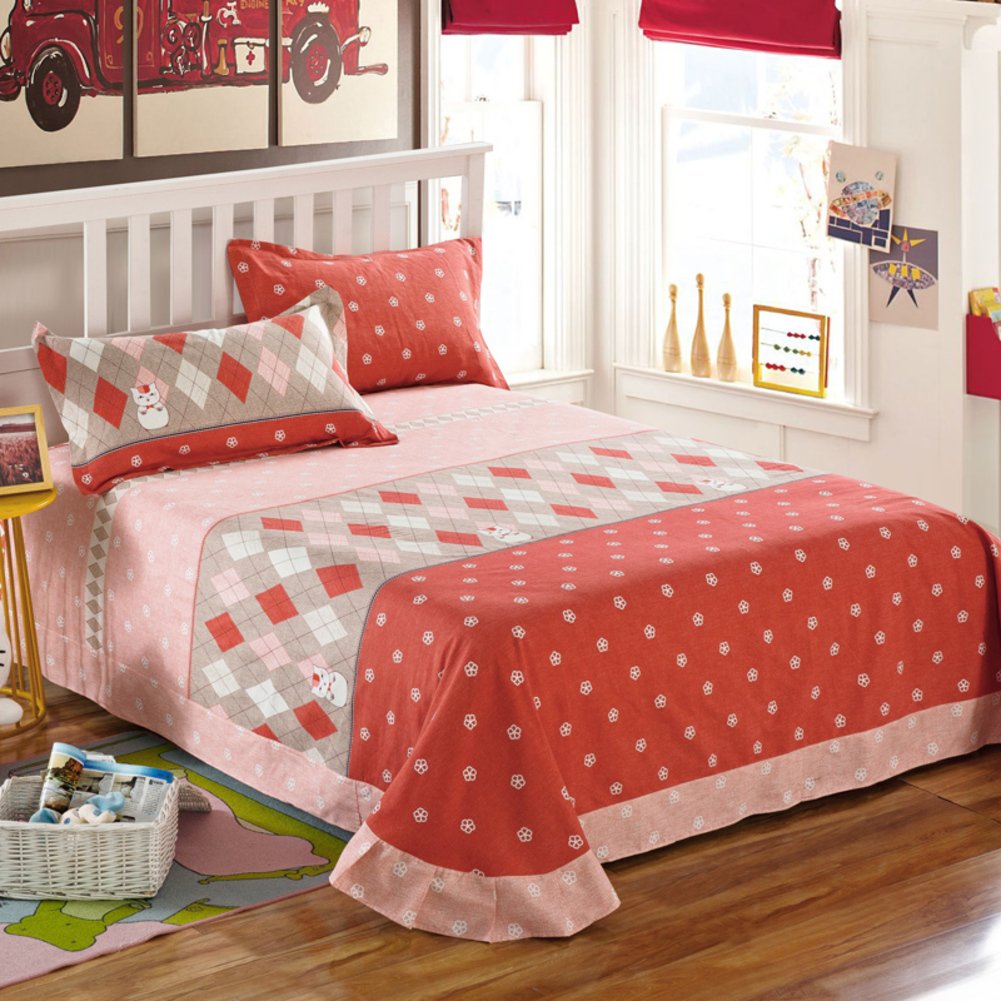 Drap plat en coton gratté 230x245cm pour lit double grand confort