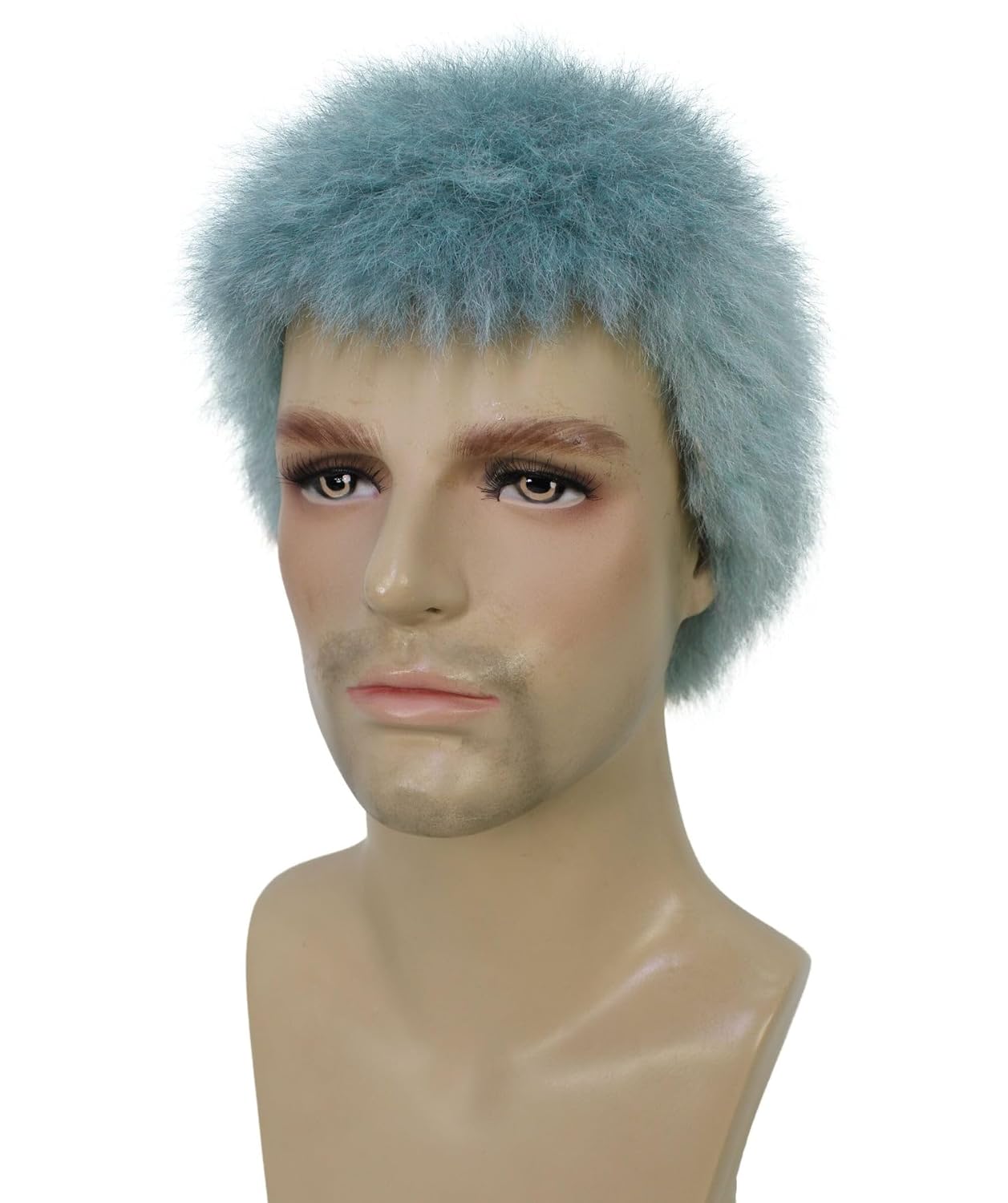 Men's Anime Antagonist Light Blue Short Bob Wig | Short Straight Synthetic Hair Cosplay Costume | Heat-Resistant Fiber for Halloween, Party, Stage