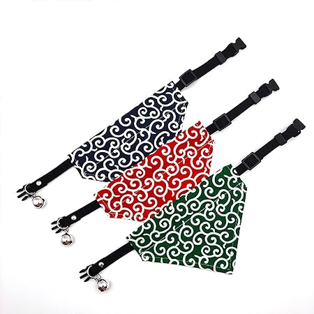 Amazon 犬バンダナ 唐草バンダナ 犬用 猫用 三角スカーフ ペットスカーフ おしゃれ かわいい ペット用品 三角 花柄 軽い 柔らかい 快適 バンダナ首輪 長さ調節可能 M 赤 グリーン ノーブランド品 バンダナ 通販