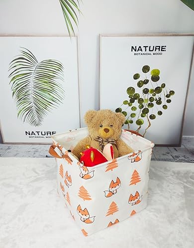 Miniatura 3 de BOOHIT Caja de almacenamiento cuadrada, cesta organizadora de almacenamiento plegable de tela de lona, caja de almacenamiento impermeable de
