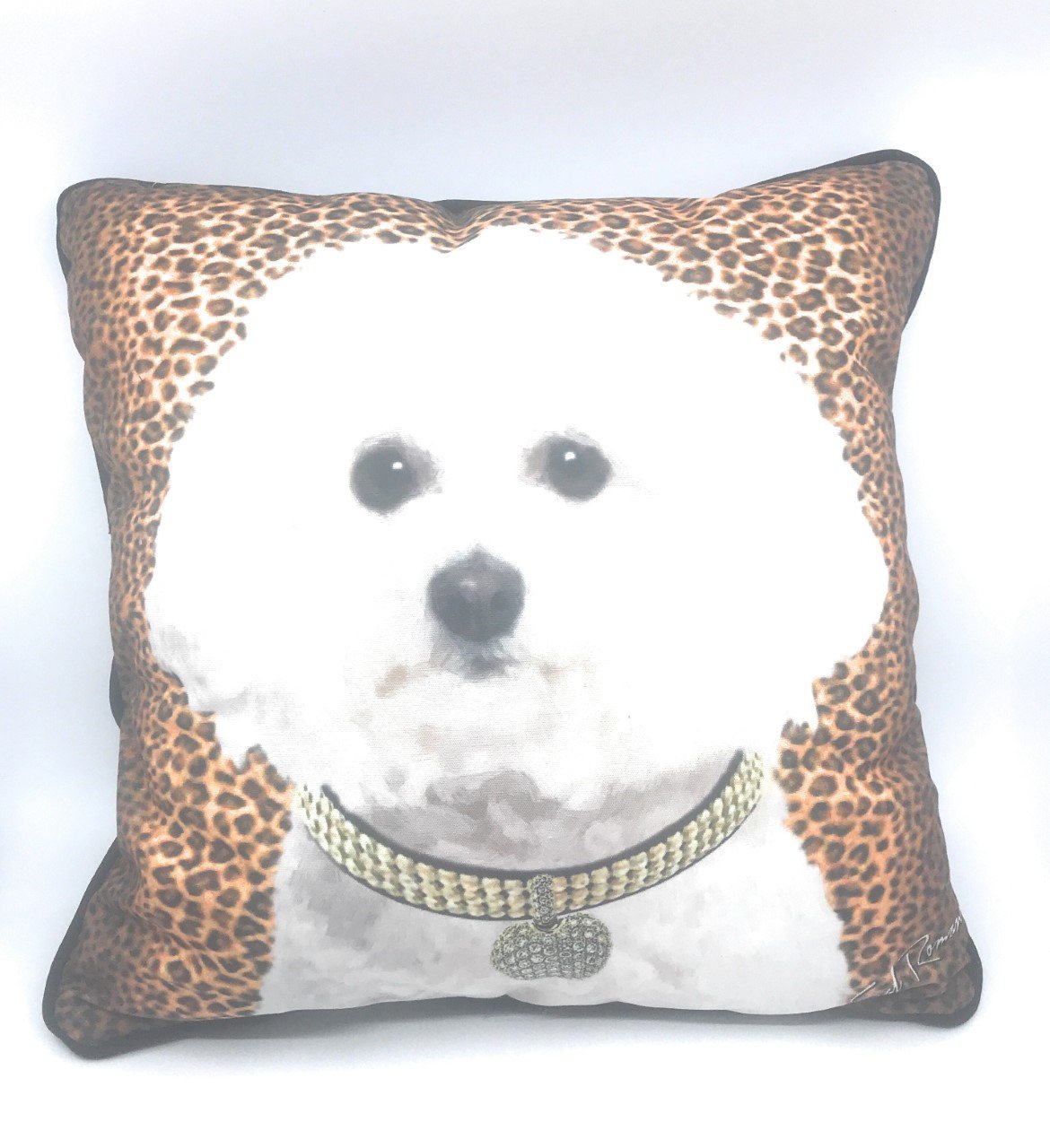 Poppa-Artzee Bischon Throw Pillow 18"x18"