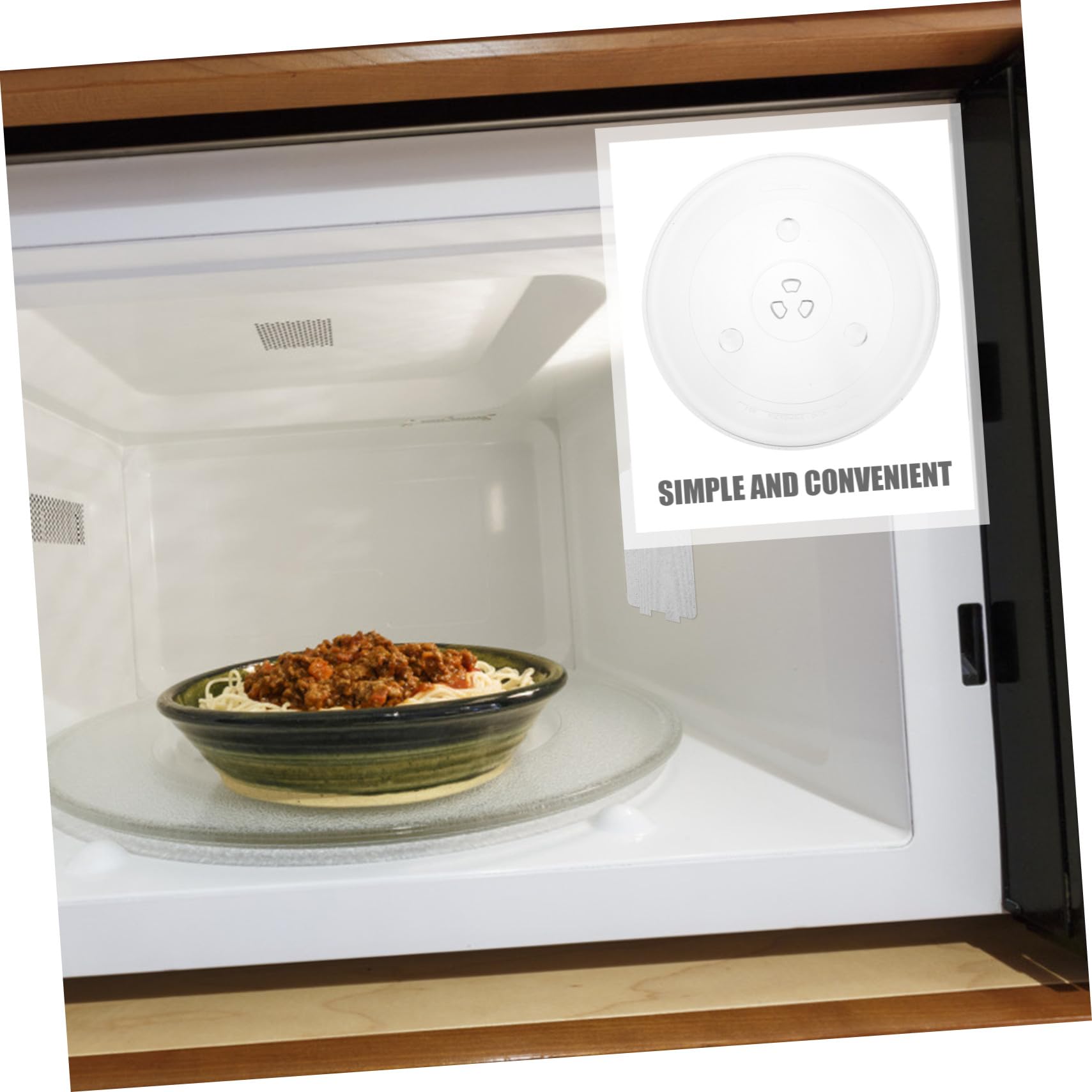iplusmile Plato Giratorio de Vidrio Grueso para Microondas y Horno Plato de Cocina Resistente con Ranuras para Estable Repuesto Compatible con Múltiples Marcas y Modelos