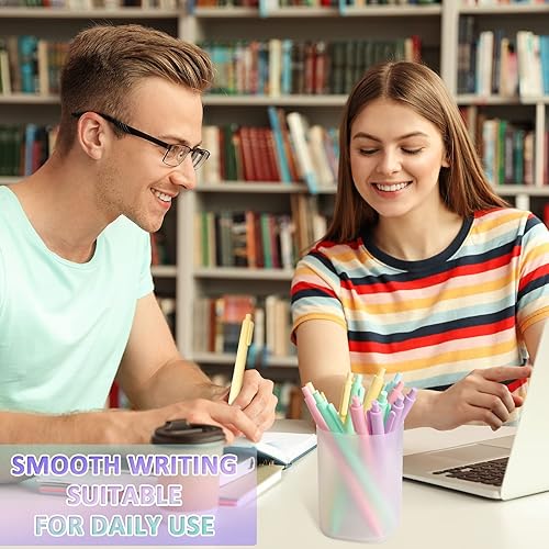 Vista 7 de Thenshop 100 bolígrafos retráctiles de tinta de gel negra de 0.020 in de punta fina, bolígrafos de escritura pastel suministros de oficina