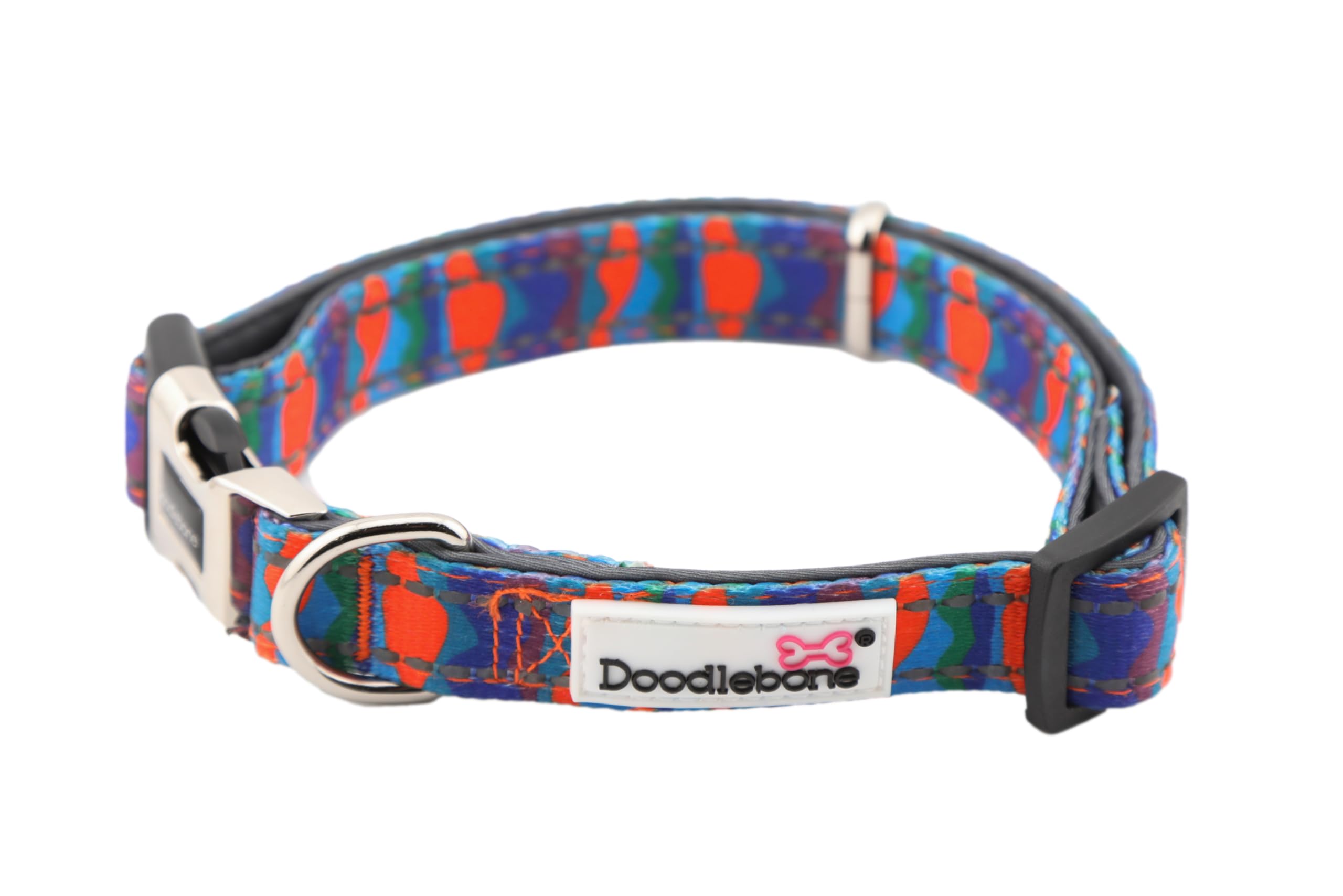 Doodlebone, Padded Dog Collar, Adjustable Breathable Comfort Collar with Reflective Stitching - Image 2