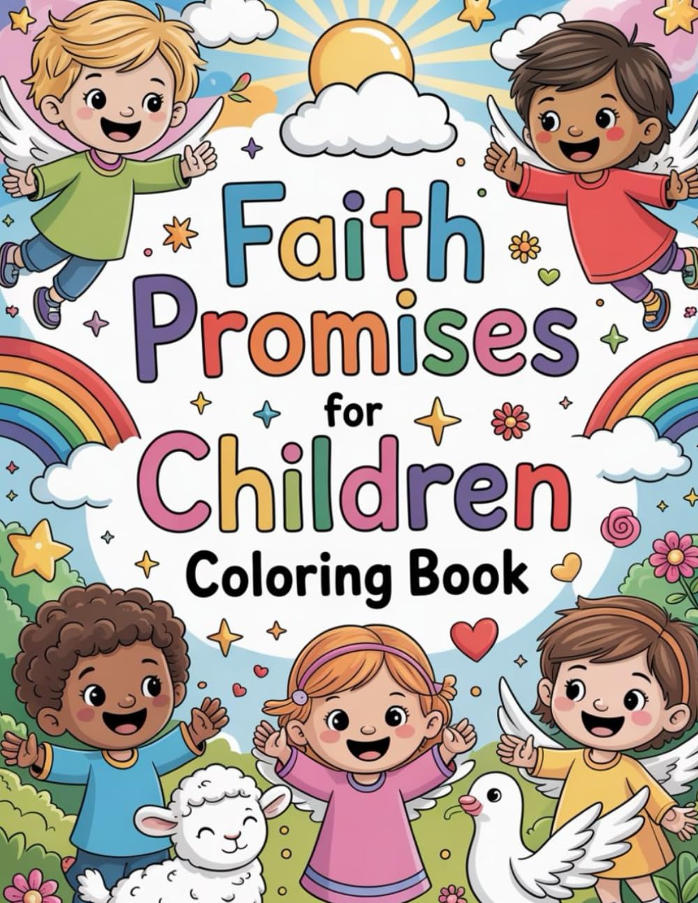 Faith Promises For Children Coloring book: cute coloring book for kids, coloring book for adults, kawaii coloring book, Coloring Book for Adults and ... focused sayings, scripture inspired words