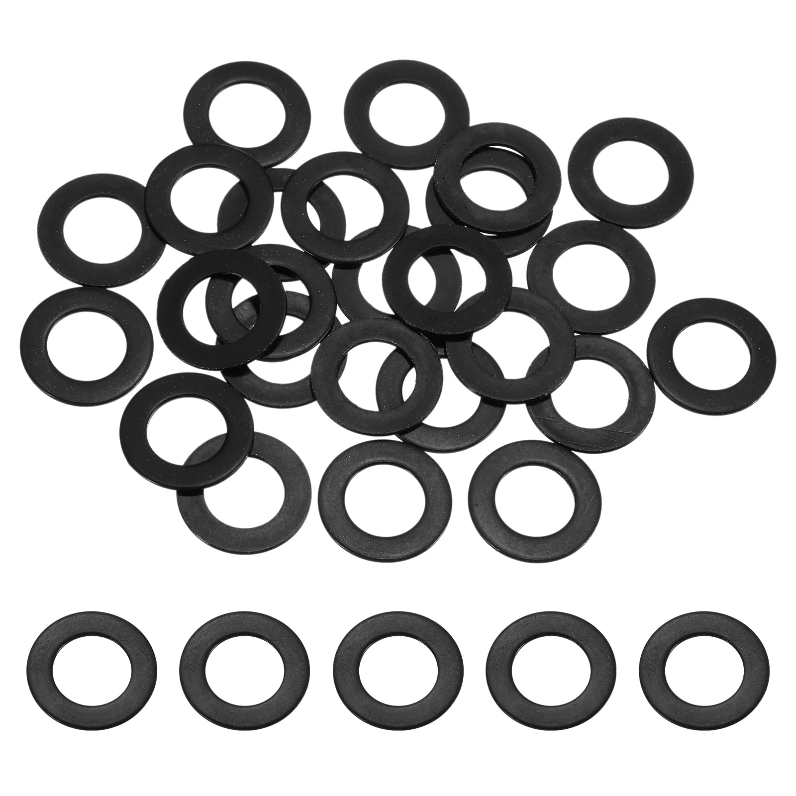 sourcing map 40 Pcs M10 ID x 16mm OD Flat Washers, 304 Stainless Steel Metal Washers Black Zinc Sealing Crush Rings for Screws and Bolts