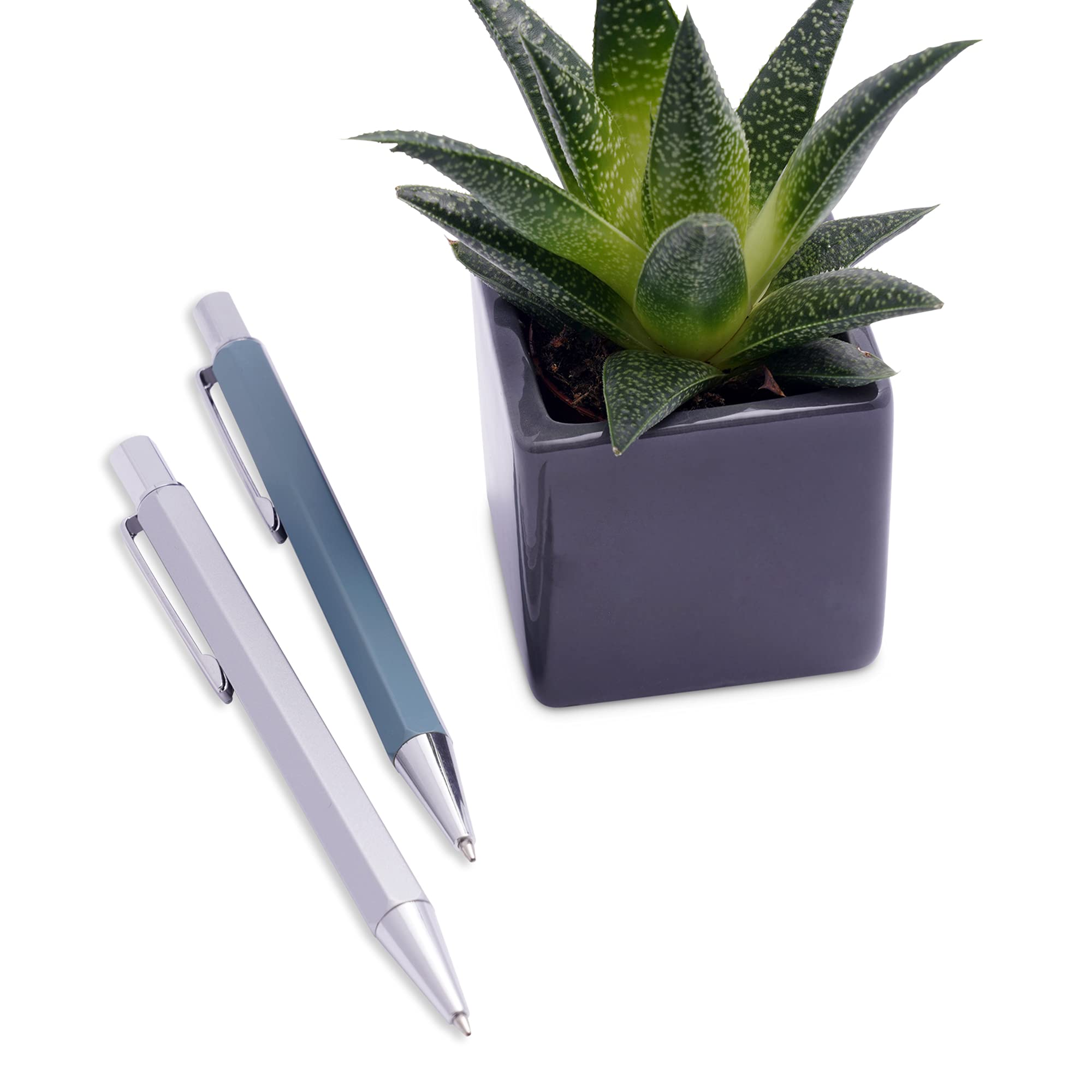 elmina Teal Blue and Silver Ballpoint Pens For Women - Premium Writing Pen Set including Black Ink in Gift Box - Image 3