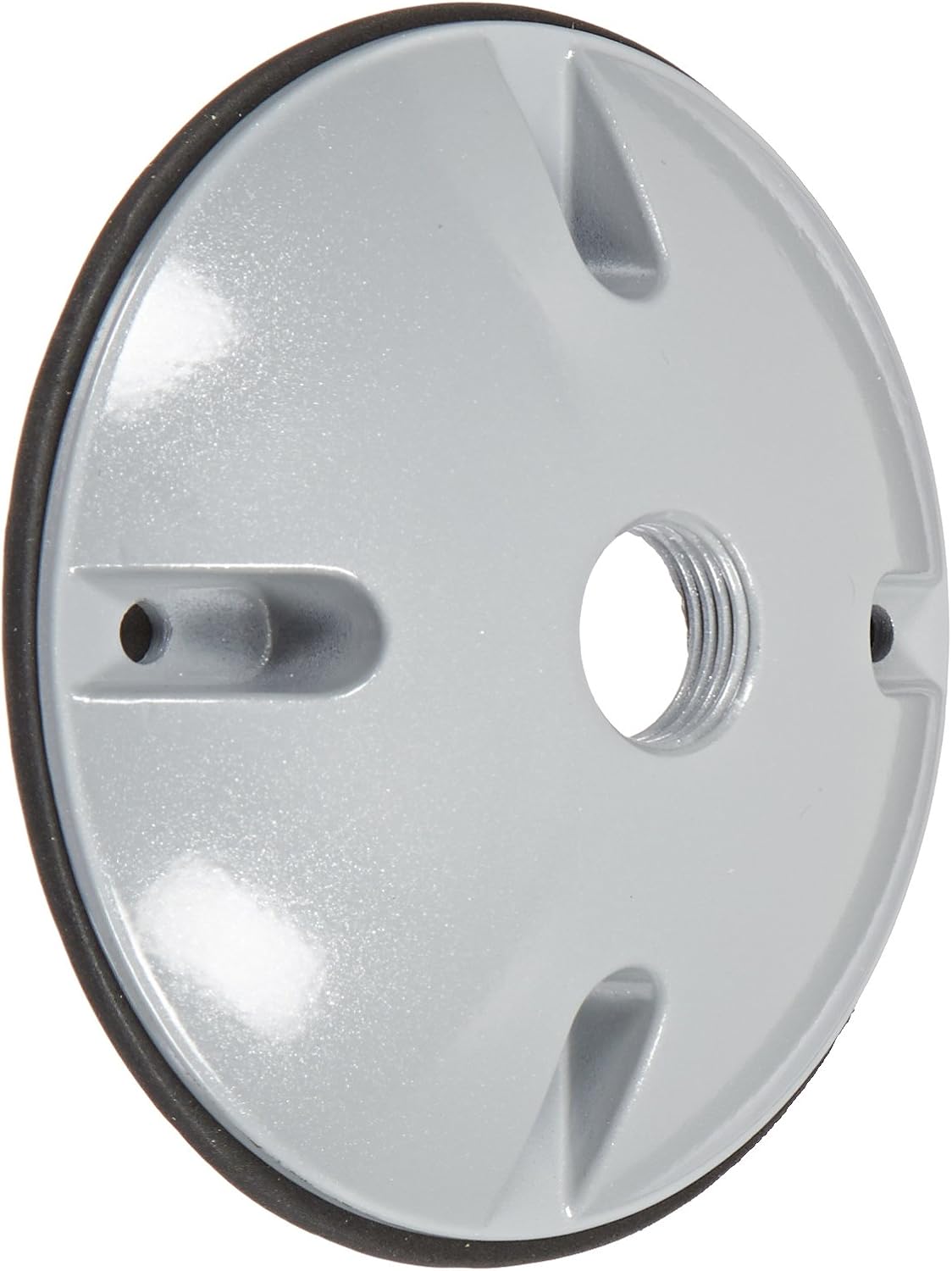 RAB Lighting C100 Die Cast Aluminum Weatherproof Round Cover with 1 Hole, 4-1/2" Diameter, Silver Gray